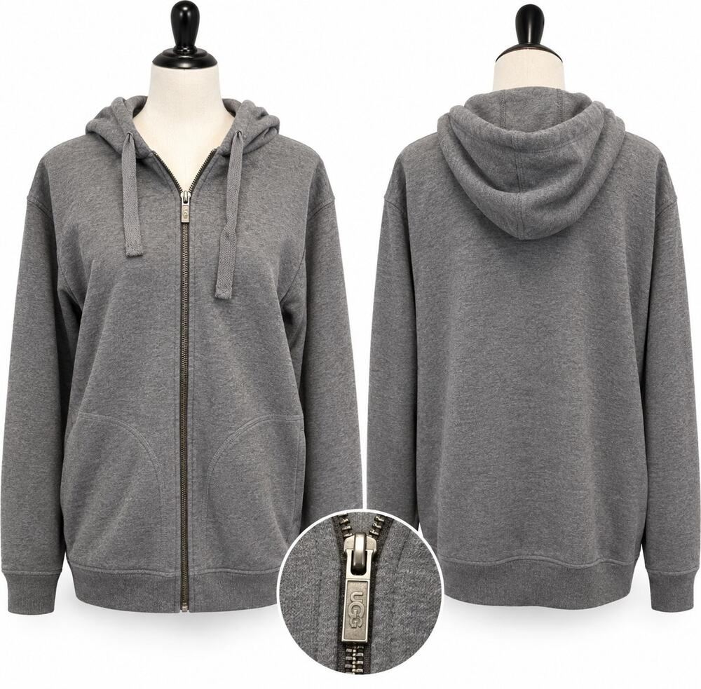 UGG Pearl Oversized Zip Up Hoodie Heather Gray Size XL